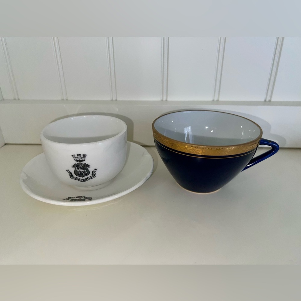 Very rare upsala gustavsburg teacup & saucer blue porcelain ussr teacup